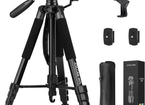 JOILCAN Tripod Camera Tripods, 74″ Tripod for Camera Phone Video Recording, Heavy Duty Camera Tripod Stand, Professional Travel DSLR Tripods Compatible with Canon iPhone, Max Load 15 LB