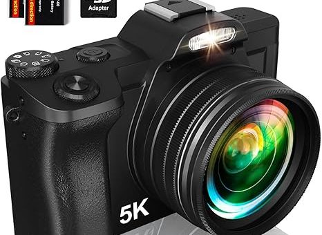 5K Digital Camera for Photography, WiFi Auto Focus Vlogging Video Camera for YouTube with 32GB SD Card, 6-axis Anti-Shake 3.5″ Screen Fill Light 5K Camera with 58mm UV Filter, 16X Digital Zoom Camera